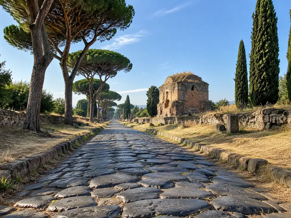 The Via Appia Antica above ground, the road the cemetery was dug alongside